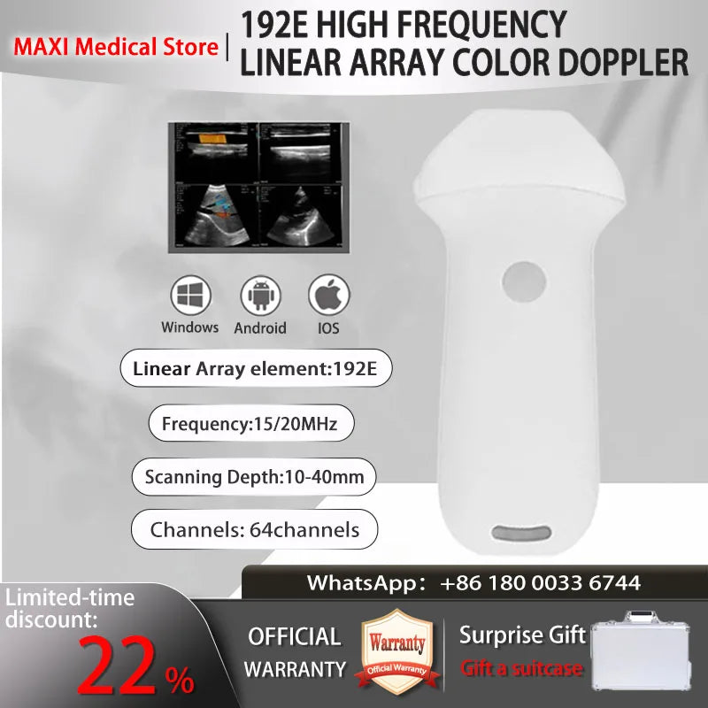 Scanner de sonde à ultrasons sans fil Portable, scanner à ultrasons WIFI, prise en charge de la valise gratuite iOS Android Windows