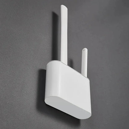 1 Set of Silicone Toilet Brush with Bracket Wall-mounted TPR Bracket Set Household Artifact Bathroom Daily Cleaning Tool