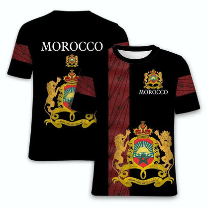 2024 New Morocco Flag Graphic 3D Printed T-shirt Morocco National Emblem Men's Tops  National Day Gifts Personalized Tee