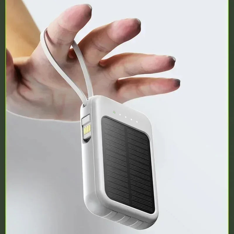 Solar Power Bank 50000mah Built-in Cable Solar Charger 2 USB Ports External Charger Power Bank with LED Light power bank New