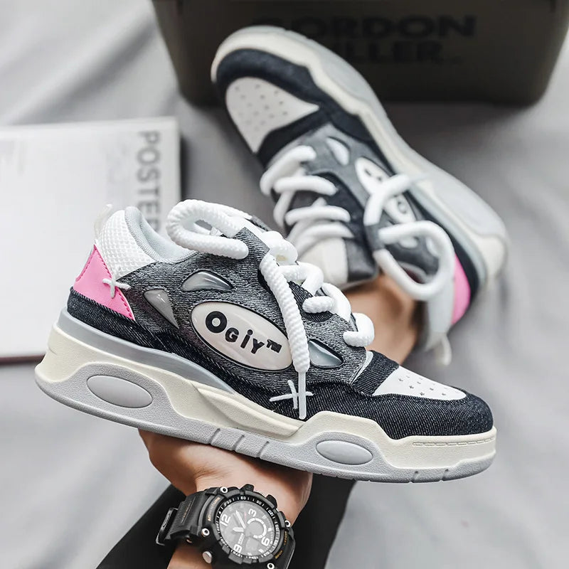 2023 New Sneakers Men's Comfortable Low-top Lace-up Platform Heightened Casual Shoes Outdoor Skateboard Shoes Sneakers for Men