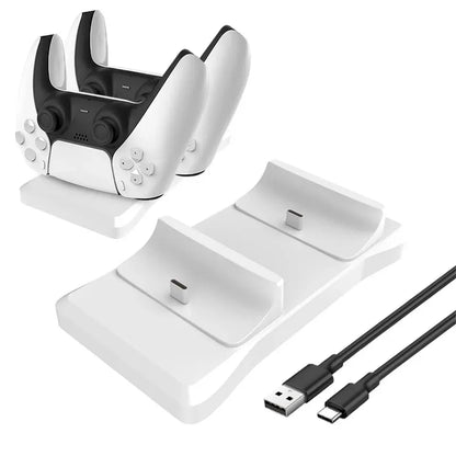 GAMINJA Dual Controller Charging Stand for Playstation 5 Controller Charger Station PS5 with Fast Charging AC Adapter 5V 1.2A