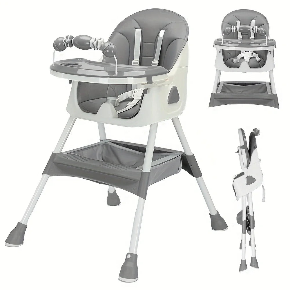 Foldable Baby High Chair 6 Months Plus, with Large Antislip Pad & ToyRack, Easy to Clean Feeding , E500