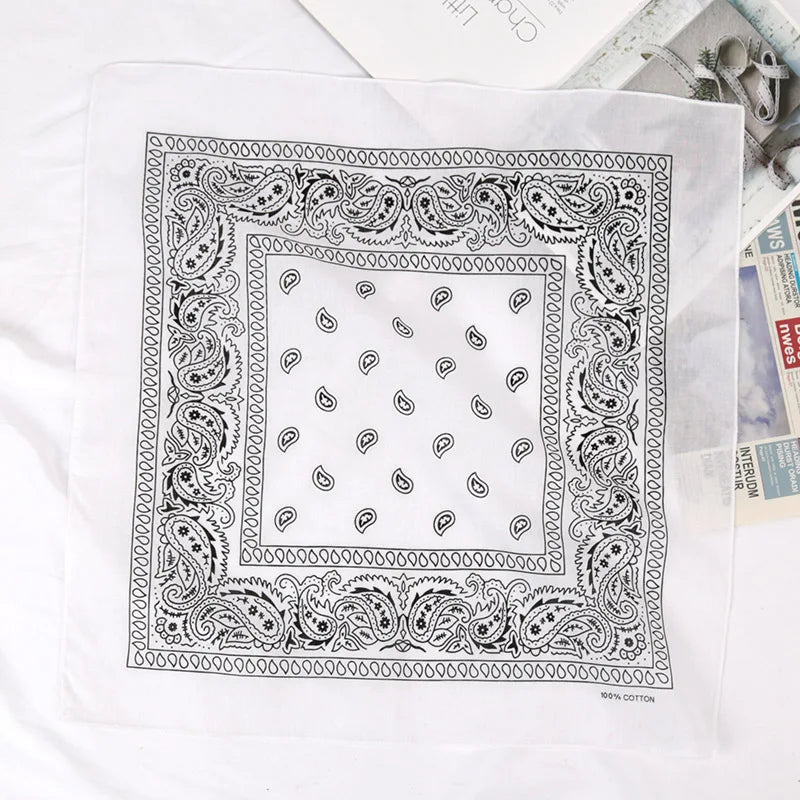 New Cotton Cashew Flowers Hip Hop Printed Bandana Men Hijabs for Women Headbands Band Wrist Wraps Scarves Hair Accessories Gift