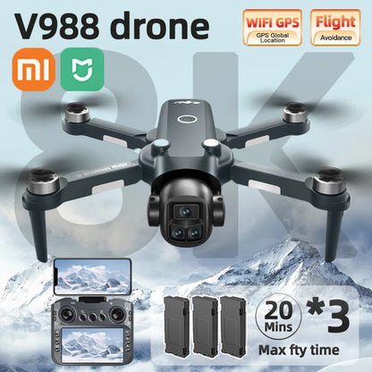 Xiaomi Mijia V988 Drone 4K professionnel HD double caméra 5G WIFI moteur sans brosse FPV quadrirotor pliable photographie aérienne Drone