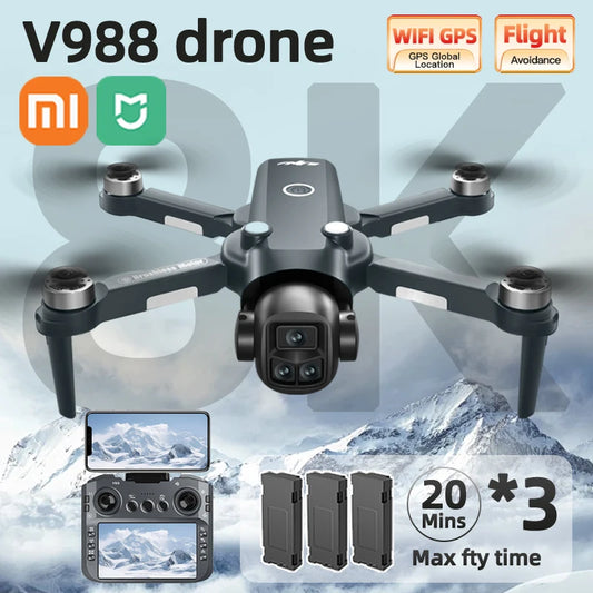 Xiaomi Mijia V988 Drone 4K professionnel HD double caméra 5G WIFI moteur sans brosse FPV quadrirotor pliable photographie aérienne Drone