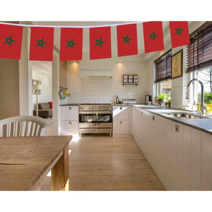 Morocco flags  20pcs/set14x21cm morocco bunting flag Moroccan String Banner Pennants Buntings Festival Party Holiday decoration