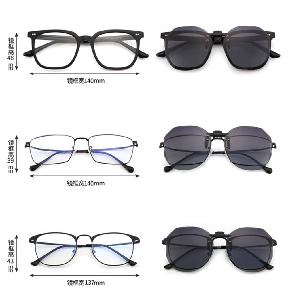 Women Sunglasses Clip-on Polarized Optical Glasses Clip Diamond Cut Mirror Eyeglasses Anti-UV Driving Sunglasses 2023 Trendy