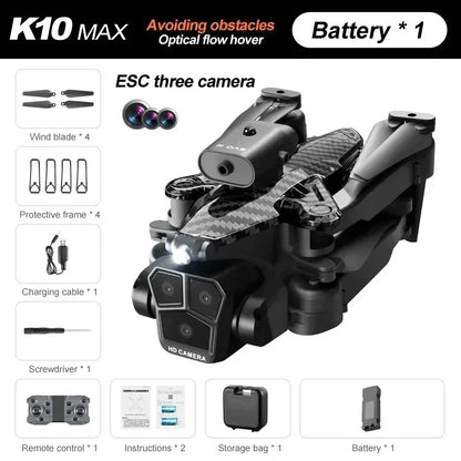 K11 MAX Drone 8K HD pliable FPV ESC RC Tripple caméra positionnement du flux optique sans brosse lancement bombes d'eau