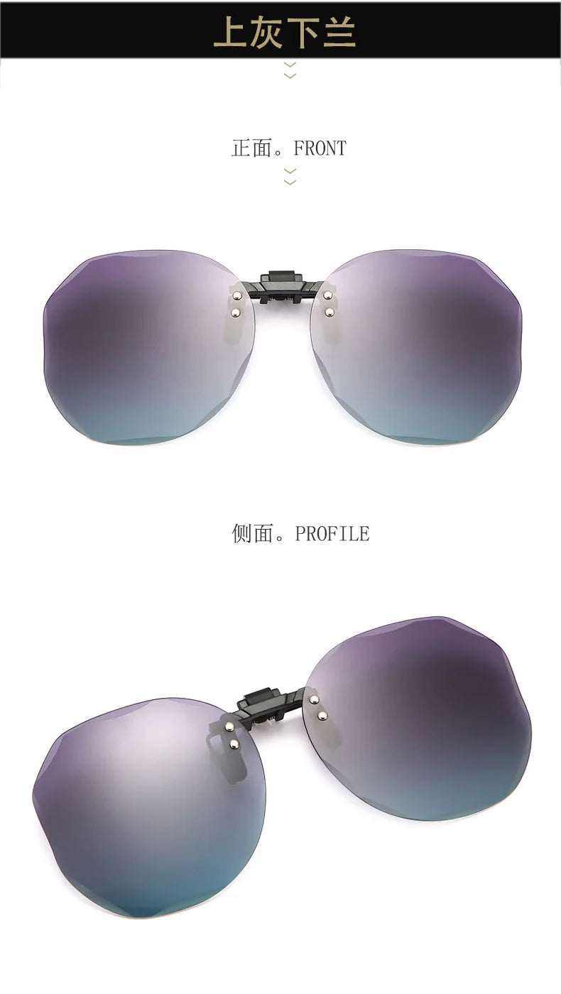Women Sunglasses Clip-on Polarized Optical Glasses Clip Diamond Cut Mirror Eyeglasses Anti-UV Driving Sunglasses 2023 Trendy