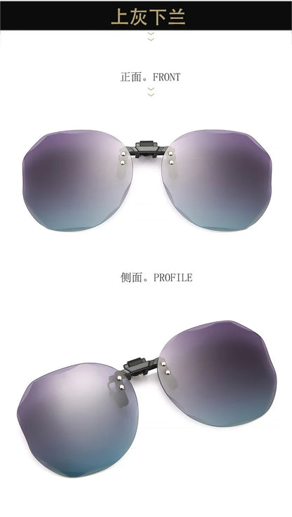 Women Sunglasses Clip-on Polarized Optical Glasses Clip Diamond Cut Mirror Eyeglasses Anti-UV Driving Sunglasses 2023 Trendy