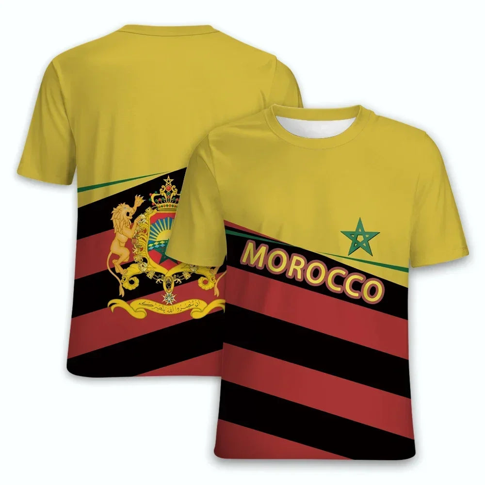 2024 New Morocco Flag Graphic 3D Printed T-shirt Morocco National Emblem Men's Tops  National Day Gifts Personalized Tee