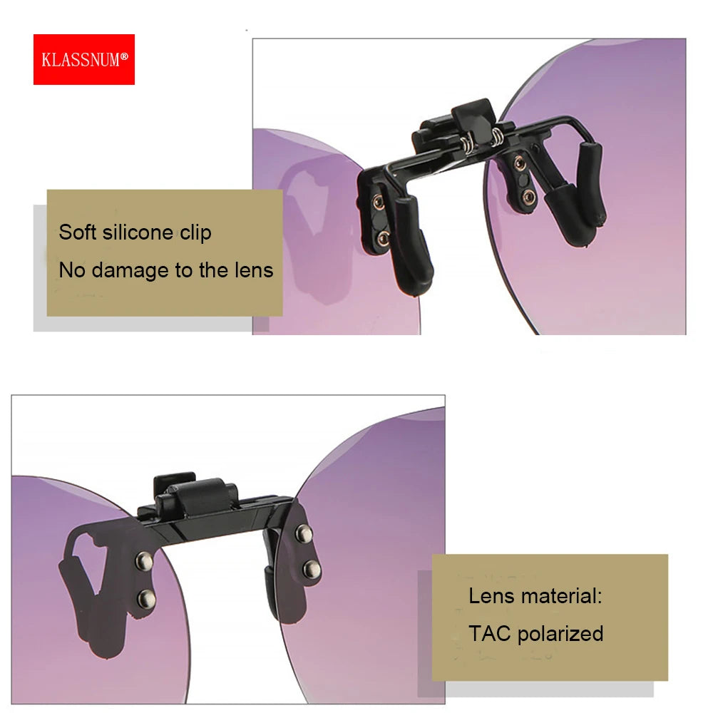 Women Sunglasses Clip-on Polarized Optical Glasses Clip Diamond Cut Mirror Eyeglasses Anti-UV Driving Sunglasses 2023 Trendy