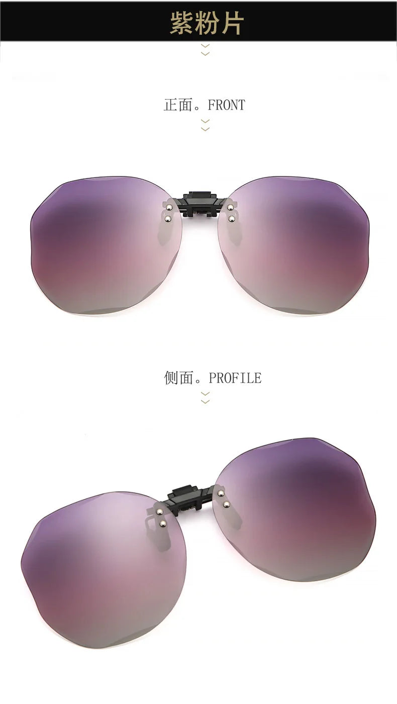 Women Sunglasses Clip-on Polarized Optical Glasses Clip Diamond Cut Mirror Eyeglasses Anti-UV Driving Sunglasses 2023 Trendy