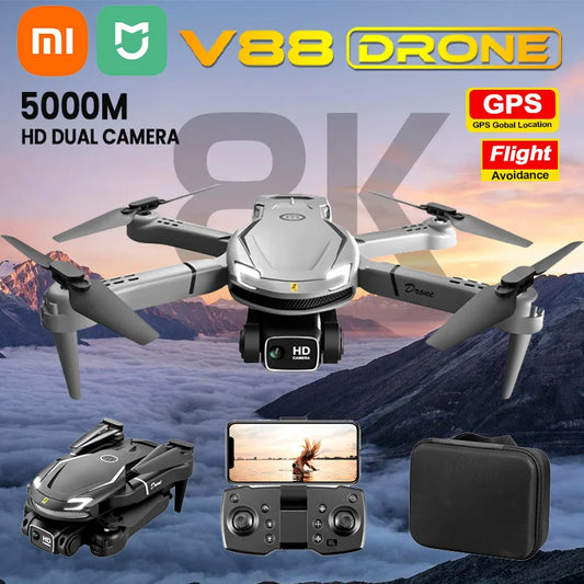 Xiaomi-Drone Évitement d'Obstacles, Jouet Pliable, Flux Optique, Caméra Touriste Professionnelle, Original, ATA JIA, V88, Photographie, 8K, 5G