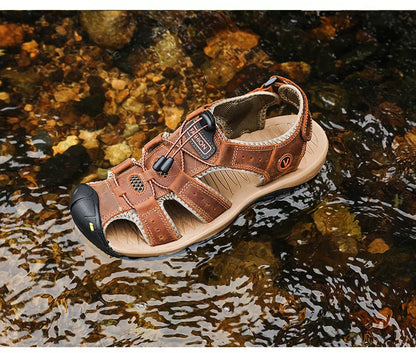 Men Leather Sandals Summer Classic Men's Outdoor Sandals Soft Comfortable Beach Sandals Slippers Men Shoes Large Size 38-48