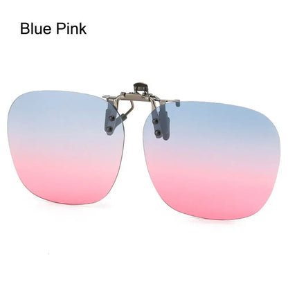 Metal Clip Clip-On Polarized Sunglasses Convenient Rimless Flip-up Sun Glasses for Prescription Glasses UV400 Polygonal Shades