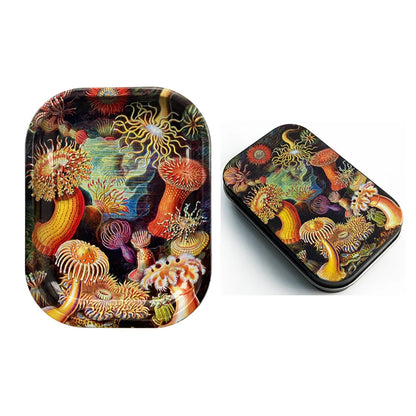 2Pcs Dish Tin Storage Plate Small Container Cigarette Case with 18X14cm Metal Tobacco Tinplate Rolling Tray Smoking Accessories