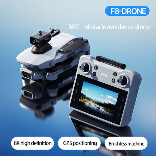 Drone GPS F8 MAX, caméra professionnelle 8K, WIFI 6K 5G, FPV, évite les obstacles, avec grand écran, télécommande, jouets quadrirotor