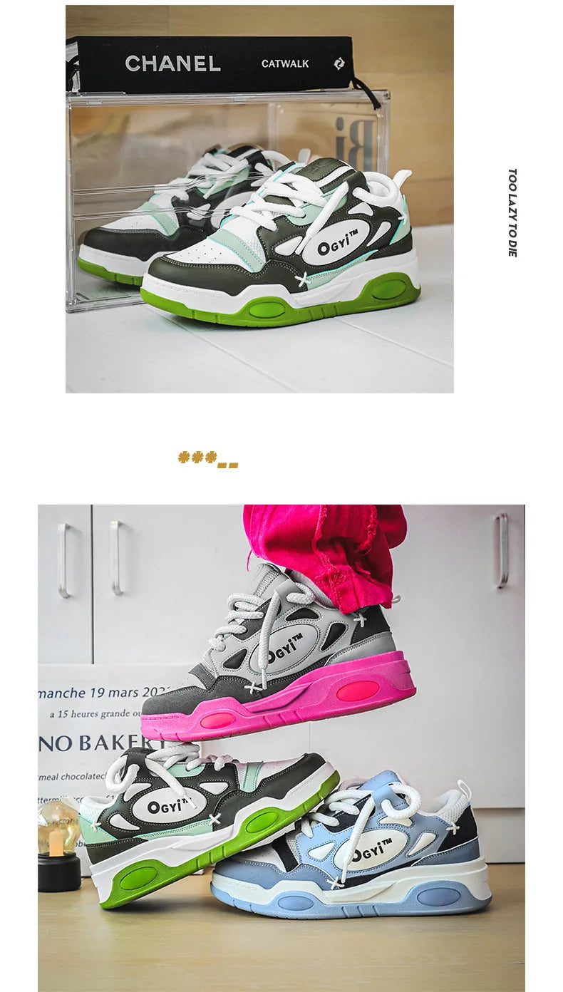 2023 New Sneakers Men's Comfortable Low-top Lace-up Platform Heightened Casual Shoes Outdoor Skateboard Shoes Sneakers for Men