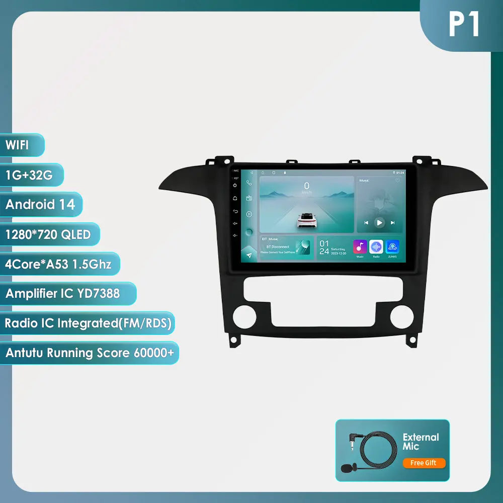 4G-LTE AI 2Din Android for Ford S Max S-MAX 2007-2015 Car Radio Multimedia Video Player Stereo Navigation GPS Carplay Autoradio