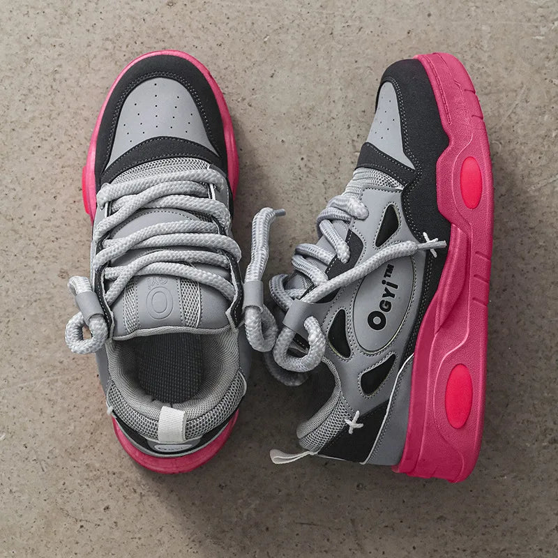 2023 New Sneakers Men's Comfortable Low-top Lace-up Platform Heightened Casual Shoes Outdoor Skateboard Shoes Sneakers for Men