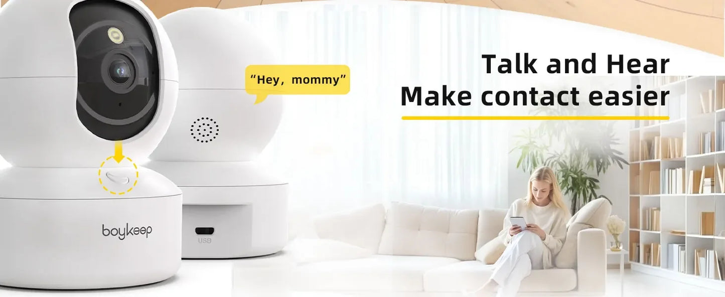 BoyKeep Smart Camera 2K Security Protection Wifi Surveillance 5G/2.4GHz Indoor Baby Night Vision 360° Pan & Tilt 2-Way Audio K30