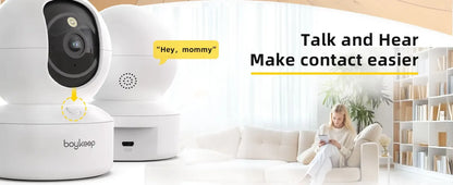 BoyKeep Smart Camera 2K Security Protection Wifi Surveillance 5G/2.4GHz Indoor Baby Night Vision 360° Pan & Tilt 2-Way Audio K30