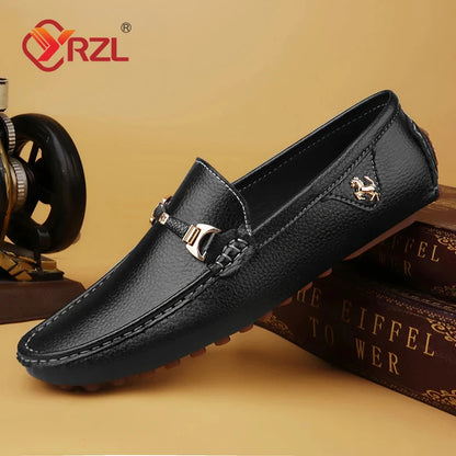 YRZL Men's Loafers 2024 Spring Autumn Fashion Shoes Men Classic Brand High Quality Leather Comfy Drive Shoes Boat Casual Shoes