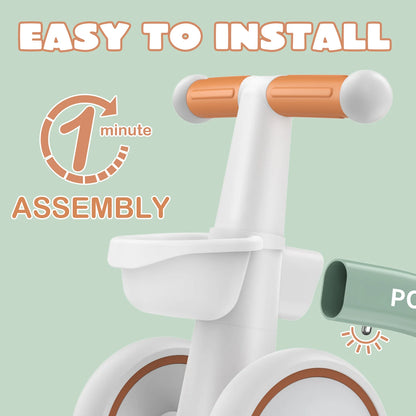 Baby Balance Bike 4 Wheels Bicycle without Pedals First Bike for Children from 1 to 2 Years old 12 to 24 months Outdoor Toy Car