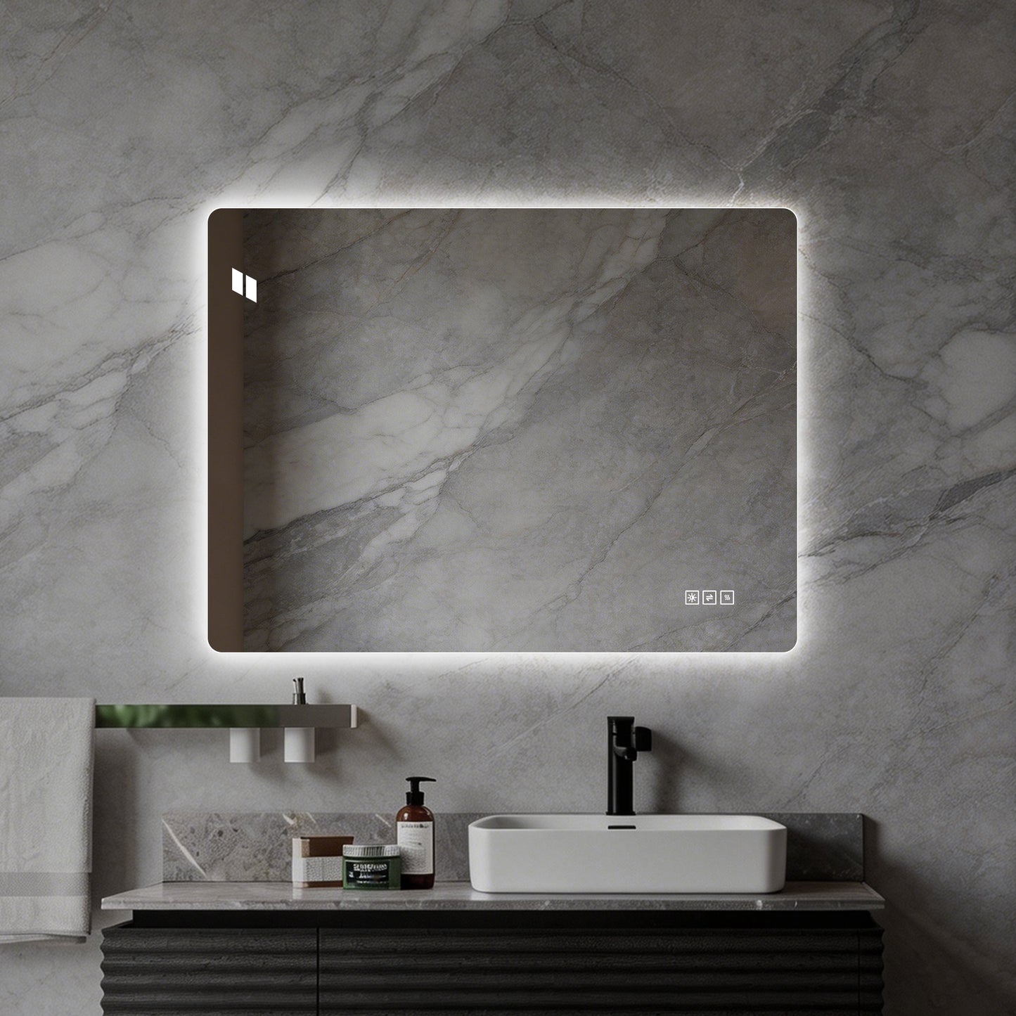 Miroir de Salle de Bain LED 61x81cm - Anti-buée Rétroéclairé