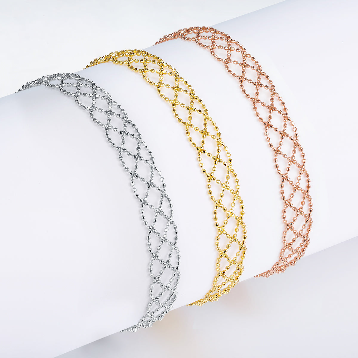 Bracelet Maille Ajourée Argent S925 Réglable