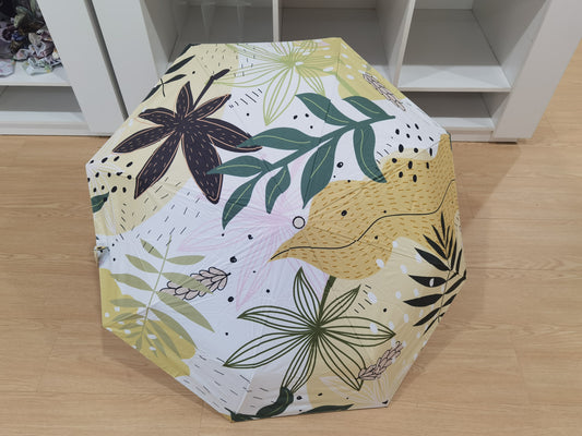 Printed automatic umbrella-yellow-colored tape + glass fiber iron bone-1