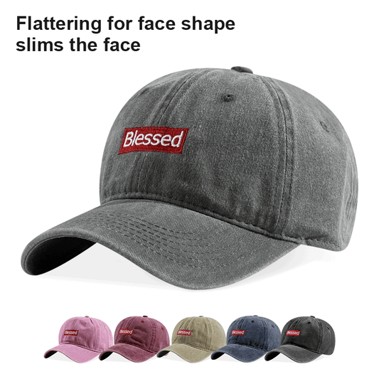Vintage Washed Blessed Embroidered Baseball Cap Adjustable Unisex Streetwear Dad Hat