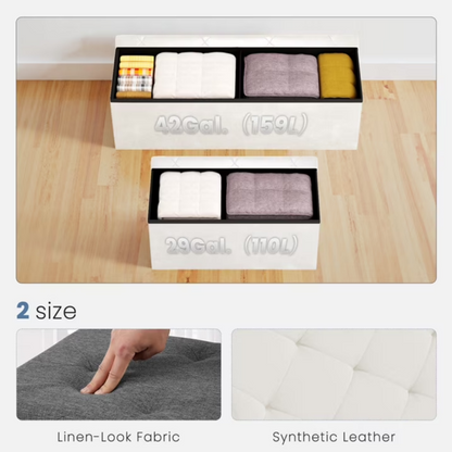 43 Inches Folding Ottoman With Storage Bench, Foot Rest Stool, End Of Bed Storag