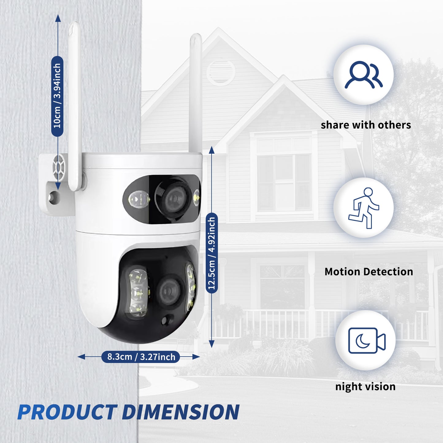 Dual - Lens Gun & Ball Linkage Security Camera, 1080P HD Night Vision WiFi Remot