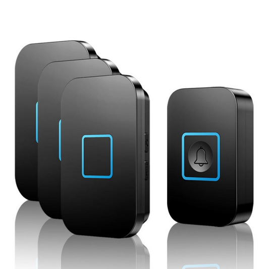 Black Wireless Doorbell, Wireless Doorbell Set, Range Of 400 M, IP55 Weatherproof Outdoor Entry Doorbell -