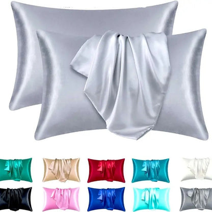 Silk - like Solid Color Double - sided Satin Pillowcase