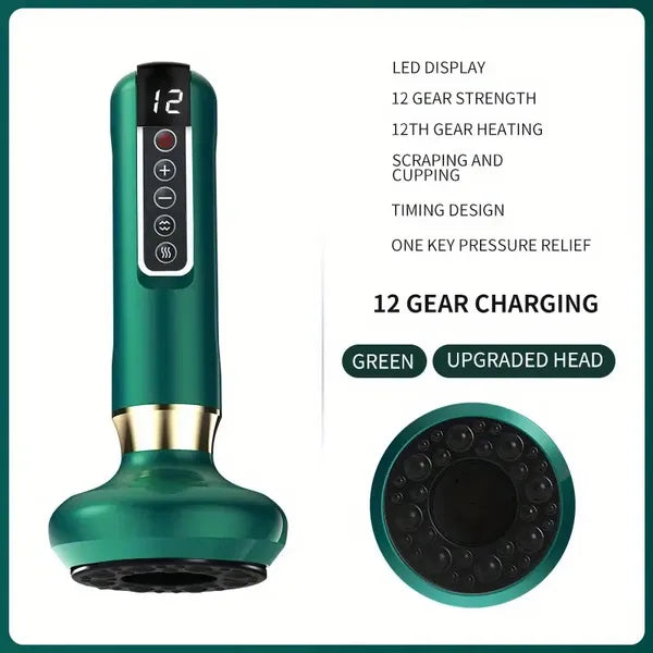 Cupping Massager, 12-level Body Scraping Tool, Cupping Tool. USB Rechargeable, Equipped With 1800mAh Lithium Battery, Available In White, Green, Gray (upgraded Version Suitable For Scraping)