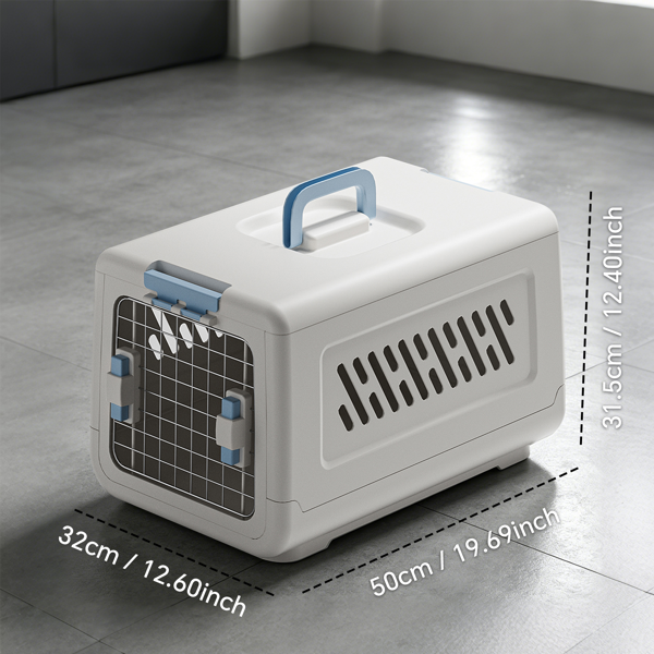 Maison de Toilette Fermée pour Chat avec Poignée - Anti-traces Blanche