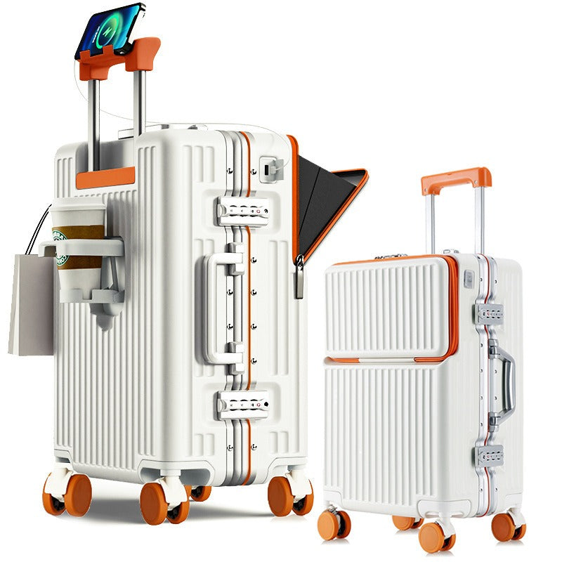 Valise à cadre aluminium 20 et 24 pouces, ouverture frontale, serrure TSA, roues multidirectionnelles
