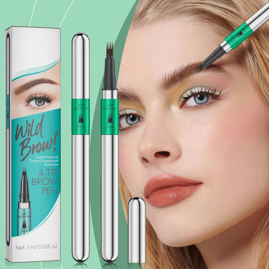 Microblading Eyebrow Pen, Waterproof Eye Brow Pen With 4 - Fork - Tip Liquid Bro