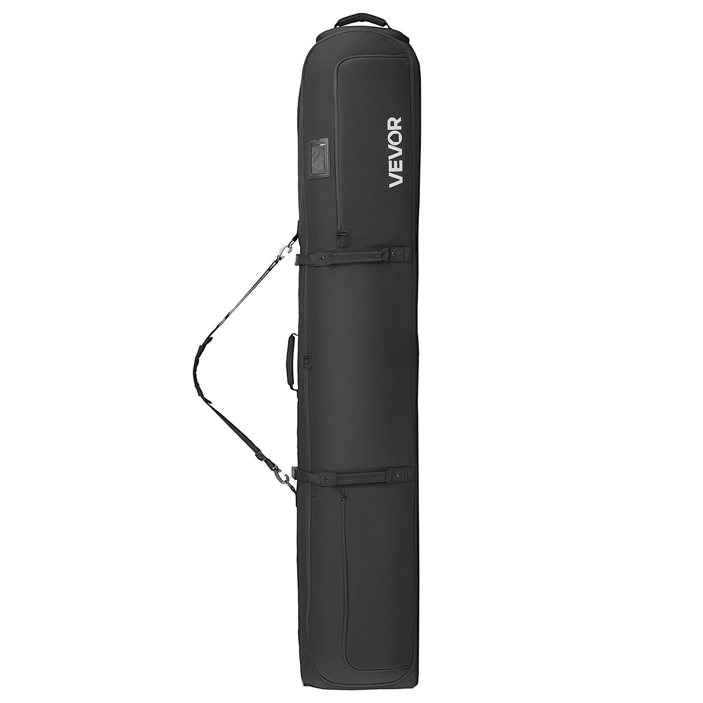 Ski Roller Bag, Up To 68.9 In/175 Cm, Padded Snowboard Bag With Wheels For Air Travel, 600D Waterproof Oxford Fabric, With Adjustable Straps, For Skis Poles Goggles Gloves Helmet Boots (Black)
