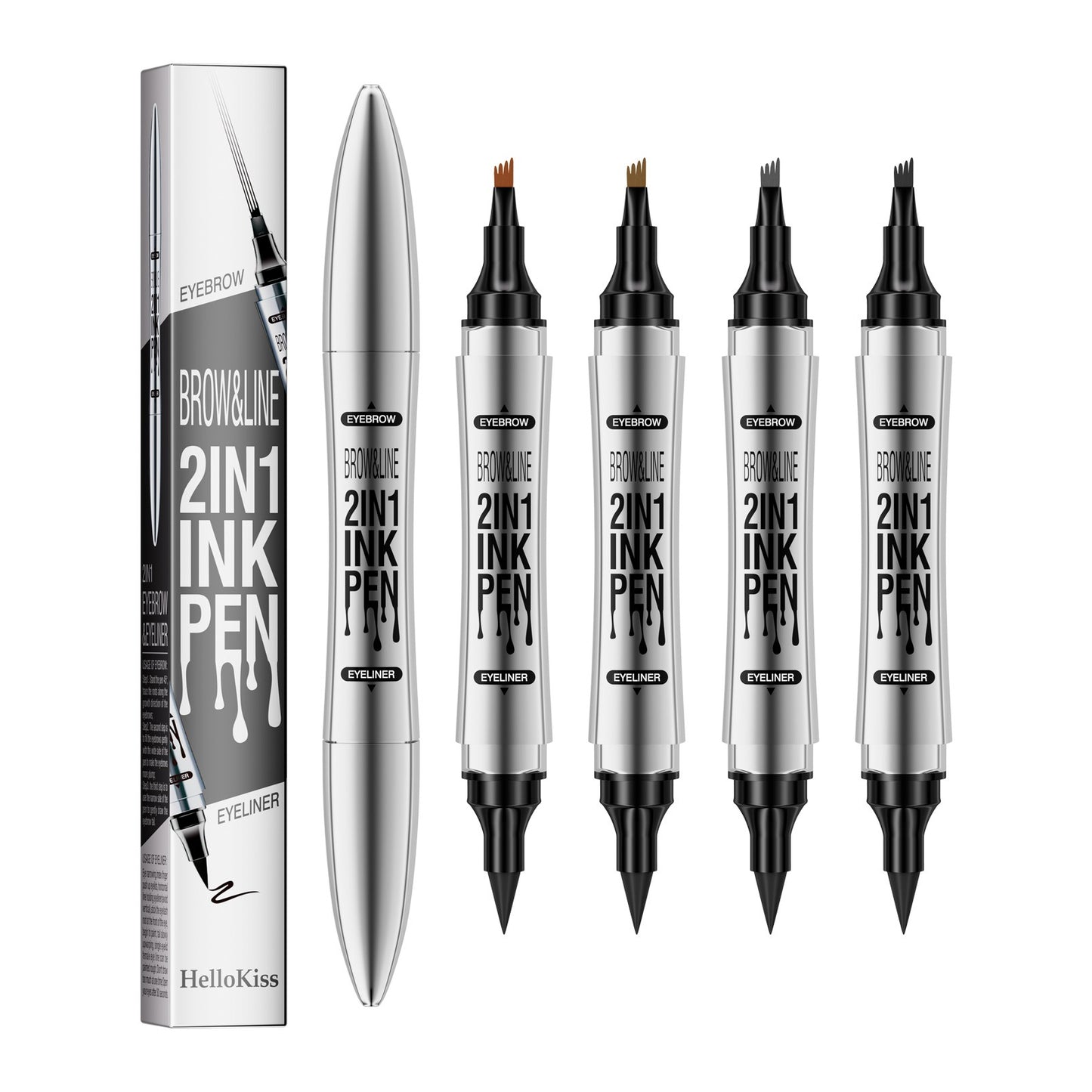 2 In 1 Microblading Eyebrow Pen, 4 Fork Tip, 3D Waterproof Magic Eyebrow Pencil