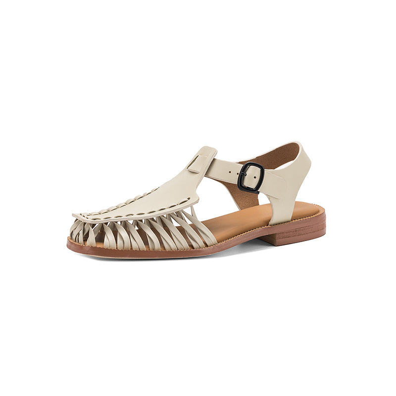 Women's Handmade Oil - Tanned Leather Fisherman Sandals, Cross - Strap Square To