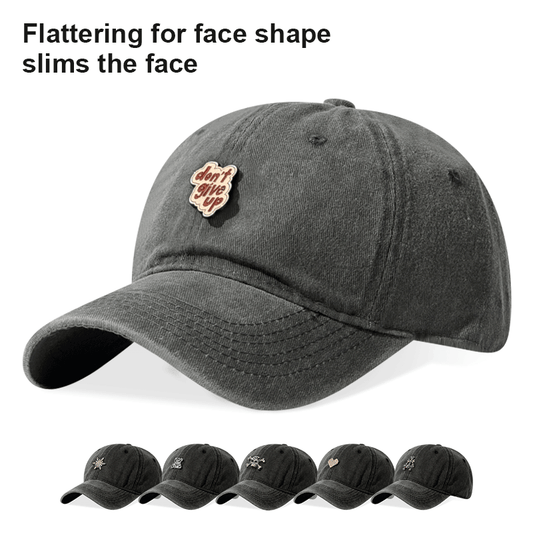Washed Old Quick Drying Baseball Cap Handmade Accessory Pattern Printed Duckbill Cap Big Head Circumference Sun Hat For Women