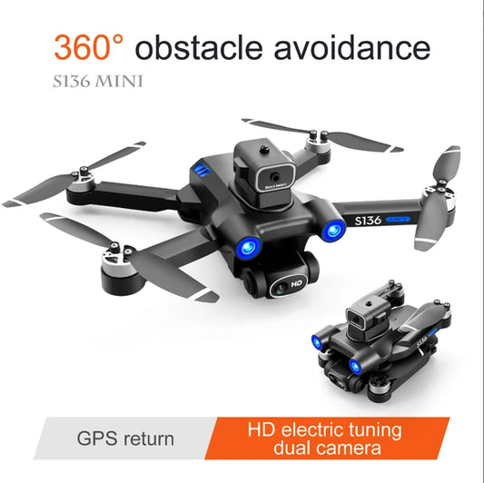 S136 Foldable Drone, Optical Flow Positioning And Intelligent Obstacle Avoidance, Smart Follow Mode And 90° Adjustable Camera, One-Key Return Function, Perfect For Adults, Ideal Toy And Gift