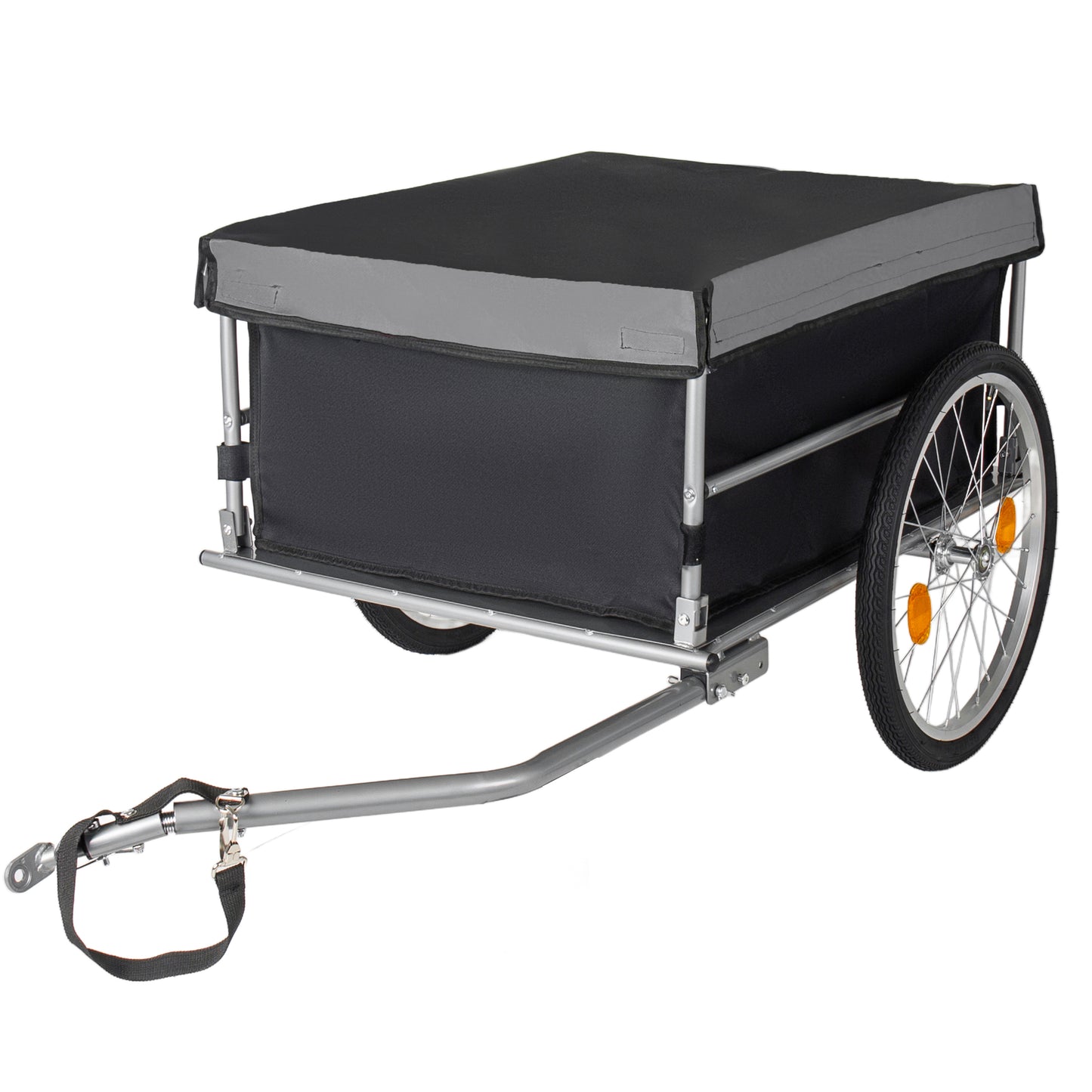 Foldable Bicycle Bike Cargo Trailer With 20  Wheels  Removable Cover  Folding Frame Quick Release  Bike Cart Bike Wagon Trailer For Luggage  Tools  Groceries. Black Gray