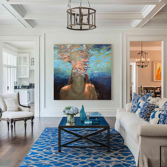 Hand-Painted Oil Painting Canvas Acrylic Modern Wall Art Abstract Texture Swimming Lover Artwork Home Decoration For Bedroom Living Room Decor