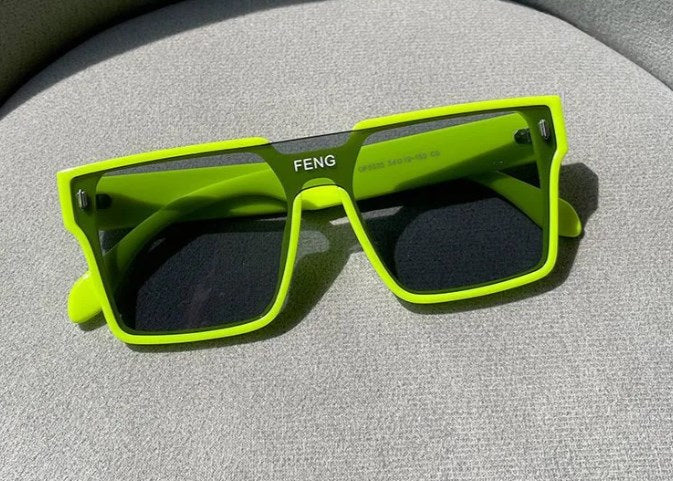 Square sunglasses-fluorescent green-1 pair